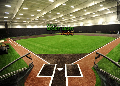 indoor baseball facility ceiling height affects lighting layout