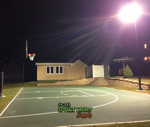 light glare of outdoor basketball court