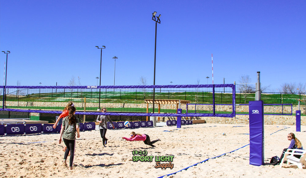 light poles in sand volleyball court