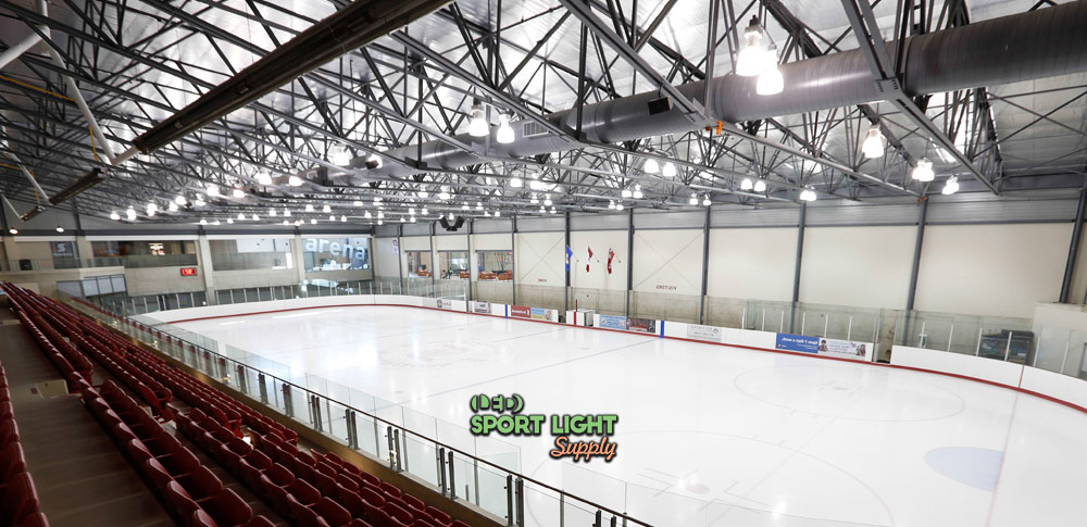 ufo high bay lighting arrangement for indoor ice hockey rink